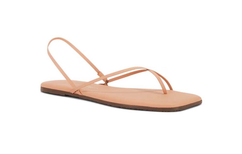Square Toe Millie Leather Sandals in Nude Beach, Size 8